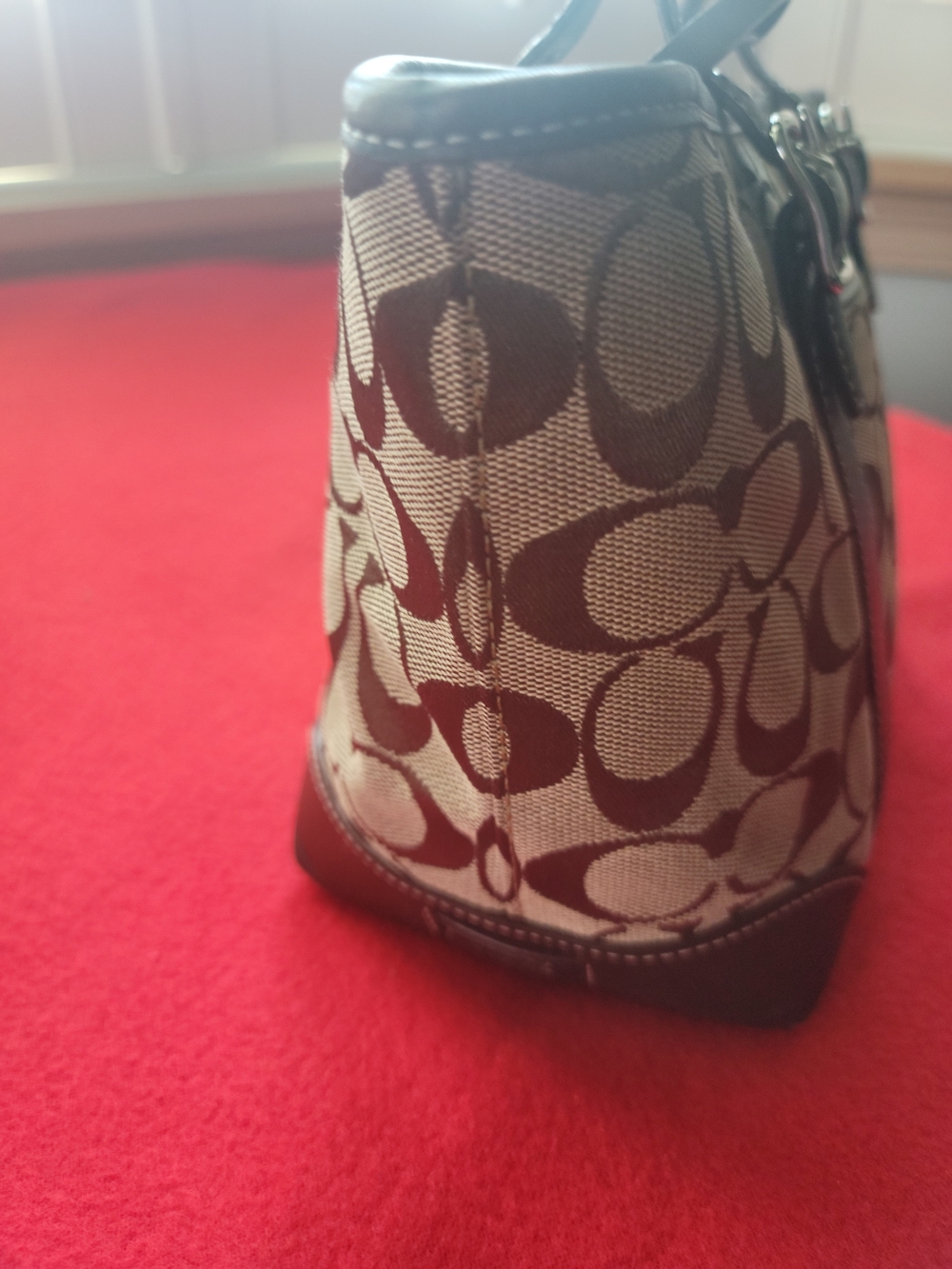 Coach Signature Pattern Brown Mini Tote with Dark Trim. No. H2J-6043 - Picture 5 of 12